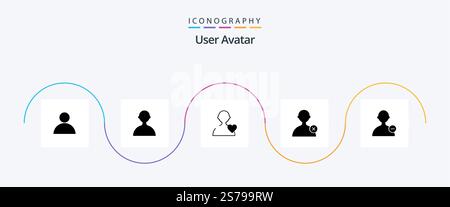 User Glyph 5 Icon Pack Including . heart. user. basic Stock Vector