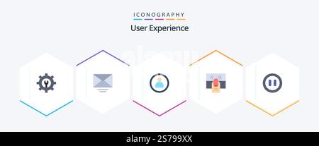 User Experience 25 Flat icon pack including . media. user. controls. one Stock Vector