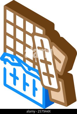 bar chocolate candy food isometric icon vector. bar chocolate candy food sign. isolated symbol illustration. bar chocolate candy food isometric icon vector illustration Stock Vector