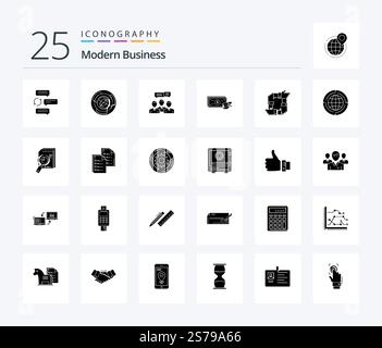 Modern Business 25 Solid Glyph icon pack including meeting. consulting. challenge. business. maze Stock Vector
