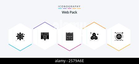 Web Pack 25 Glyph icon pack including . interactive3d. interface. d environmentd shapes. box Stock Vector