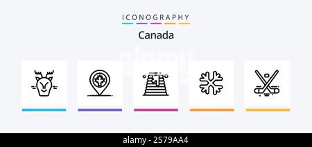 Canada Line 5 Icon Pack Including reindeer. arctic. canada. alpine. timber. Creative Icons Design Stock Vector