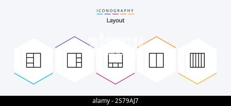 Layout 25 Line icon pack including . Stock Vector