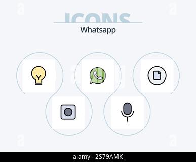 Whatsapp Line Filled Icon Pack 5 Icon Design. time. basic. map. ui. image Stock Vector
