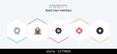 Basic 25 Flat icon pack including user. interface. ui. basic. ui Stock Vector