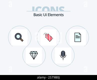 Basic Ui Elements Line Filled Icon Pack 5 Icon Design. man. find. arrow. zoom. magnifier Stock Vector