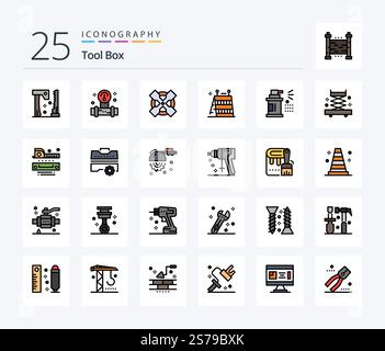 Tools 25 Line Filled icon pack including spray. bottle. tools. tools. construction Stock Vector