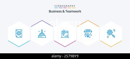 Business And Teamwork 25 Blue icon pack including jewelry. diamond. technology. business. technology Stock Vector