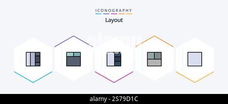Layout 25 FilledLine icon pack including . Stock Vector