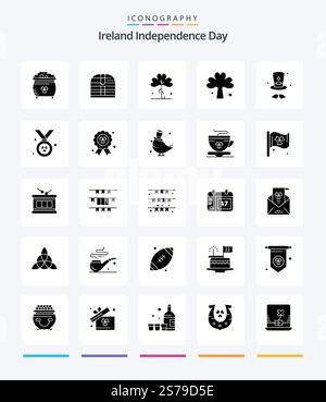 Creative Ireland Independence Day 25 Glyph Solid Black icon pack  Such As award. cap. security. hat. irish Stock Vector