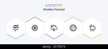 Weather 25 Line icon pack including . moon. sun. weather. cloud Stock Vector
