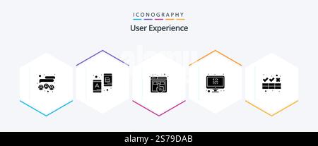 User Experience 25 Glyph icon pack including clean. programming. design. lcd. ux Stock Vector
