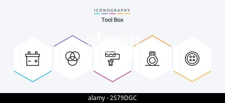 Tools 25 Line icon pack including . . Stock Vector