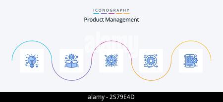Product Management Blue 5 Icon Pack Including time. scrum. seo. development. target Stock Vector