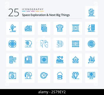 Space Exploration And Next Big Things 25 Blue Color icon pack including electricity. charge. future. fabric. digital Stock Vector