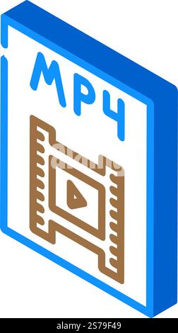 mp4 file format document isometric icon vector. mp4 file format document sign. isolated symbol illustration. mp4 file format document isometric icon vector illustration Stock Vector