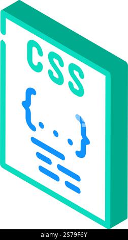 css file format document isometric icon vector. css file format document sign. isolated symbol illustration. css file format document isometric icon vector illustration Stock Vector