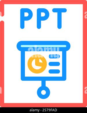 PPT file color line icon. Format and extension of documents Stock ...