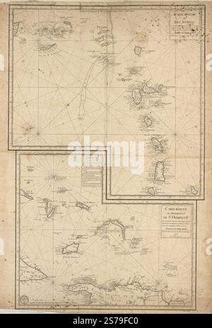 Carte réduite des îles Antilles, au nord du 13me.degré de latitude. 1775 by Verdun de la Crenne  Jean René Antoine, Borda  Jean Charles de, Pingré  Alexandre Guy, Petit  Sculp. Stock Photo