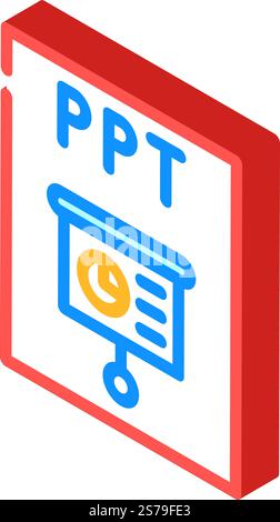 ppt file format document isometric icon vector. ppt file format document sign. isolated symbol illustration. ppt file format document isometric icon vector illustration Stock Vector