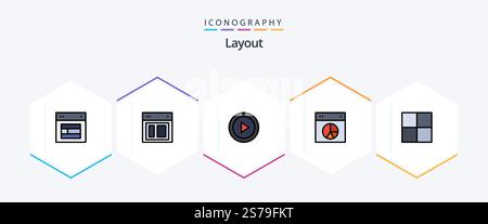 Layout 25 FilledLine icon pack including . grid. ui. ui. layout Stock Vector