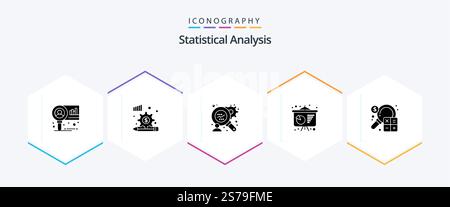 Statistical Analysis 25 Glyph icon pack including marketing. business. consumers research. analysis. poster presentation Stock Vector