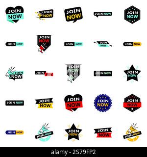 Join Now 25 High quality Typographic Elements to drive sign ups Stock Vector