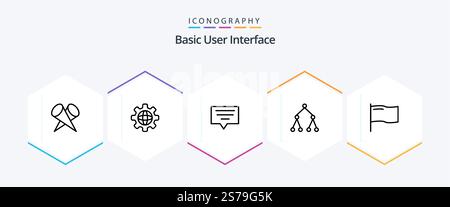 Basic 25 Line icon pack including . mark. chat. flag. topology Stock Vector