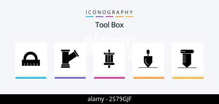 Tools Glyph 5 Icon Pack Including tools. repair. car. tools. gardening. Creative Icons Design Stock Vector
