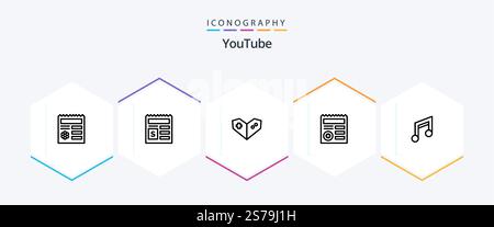 Youtube 25 Line icon pack including design. app. gamepad. medical. document Stock Vector