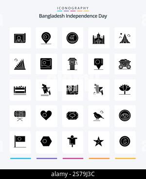 Creative Bangladesh Independence Day 25 Glyph Solid Black icon pack  Such As estate. building. bangladesh. lalbagh. bangladesh Stock Vector