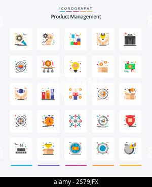 Creative Product Management 25 Flat icon pack  Such As product. defining. productivity. business. jigsaw puzzle Stock Vector