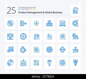Product Managment And Global Business 25 Blue Color icon pack including stock. industry stock. product. industry. focus Stock Vector