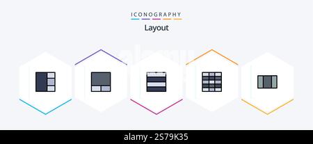 Layout 25 FilledLine icon pack including . Stock Vector