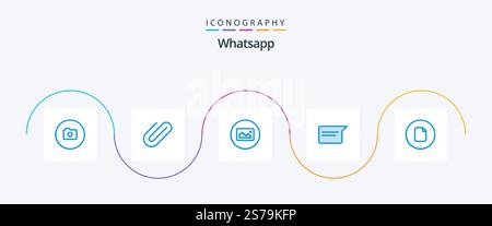 Whatsapp Blue 5 Icon Pack Including file. ui. image. chatting. chat Stock Vector