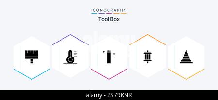 Tools 25 Glyph icon pack including tools. construction. wand. cone. components Stock Vector