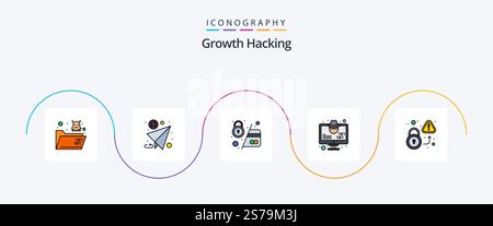 Hacking Line Filled Flat 5 Icon Pack Including virus. hacker. spam. computer. pay lock Stock Vector