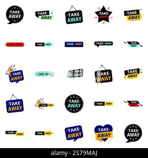 The Take Away Vector Collection 25 Dynamic Designs for Your Next Food Campaign Stock Vector