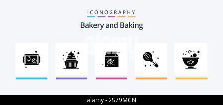 Baking Glyph 5 Icon Pack Including food. mixer. food. kitchen. cooking. Creative Icons Design Stock Vector
