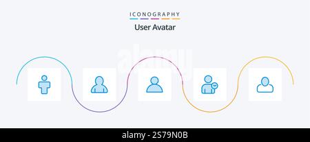 User Blue 5 Icon Pack Including . user. man Stock Vector