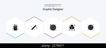Graphic Designer 25 Glyph icon pack including designer. creative. graphic. design. creative Stock Vector