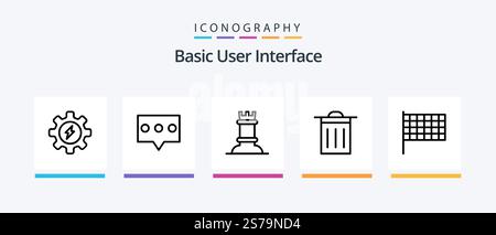 Basic Line 5 Icon Pack Including . mark. ui. flag. user. Creative Icons Design Stock Vector