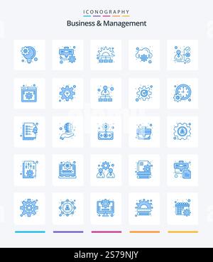 Creative Business And Management 25 Blue icon pack  Such As candidate. career. marketing. briefcase. computing Stock Vector