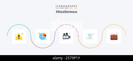 Miscellaneous Flat 5 Icon Pack Including career. camera. receipt. bill Stock Vector