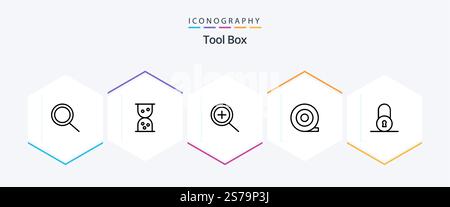 Tools 25 Line icon pack including . padlock. Stock Vector