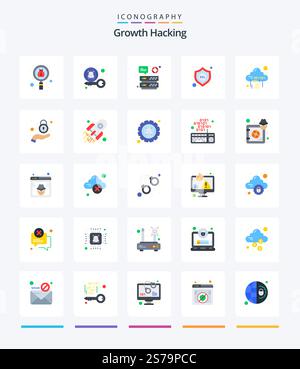 Creative Hacking 25 Flat icon pack  Such As cloud. ssl. security. security. target Stock Vector