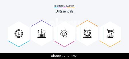 Ui Essentials 25 Line icon pack including ui. filter. weather. browser. time Stock Vector
