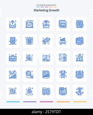 Creative Marketing Growth 25 Blue icon pack  Such As document. help. box. web. page Stock Vector