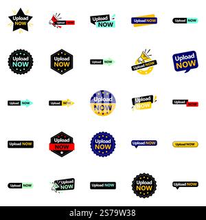 Maximize your marketing efforts with the Upload Now Vector Pack 25 High Quality Designs Stock Vector
