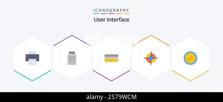 User Interface 25 Flat icon pack including interface. target. user. user. finance Stock Vector